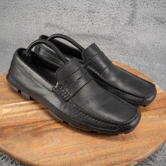 Bruno Magli Other - Bruno Magli Taranto Driver Black Signature Leather Loafers Men's Size 9